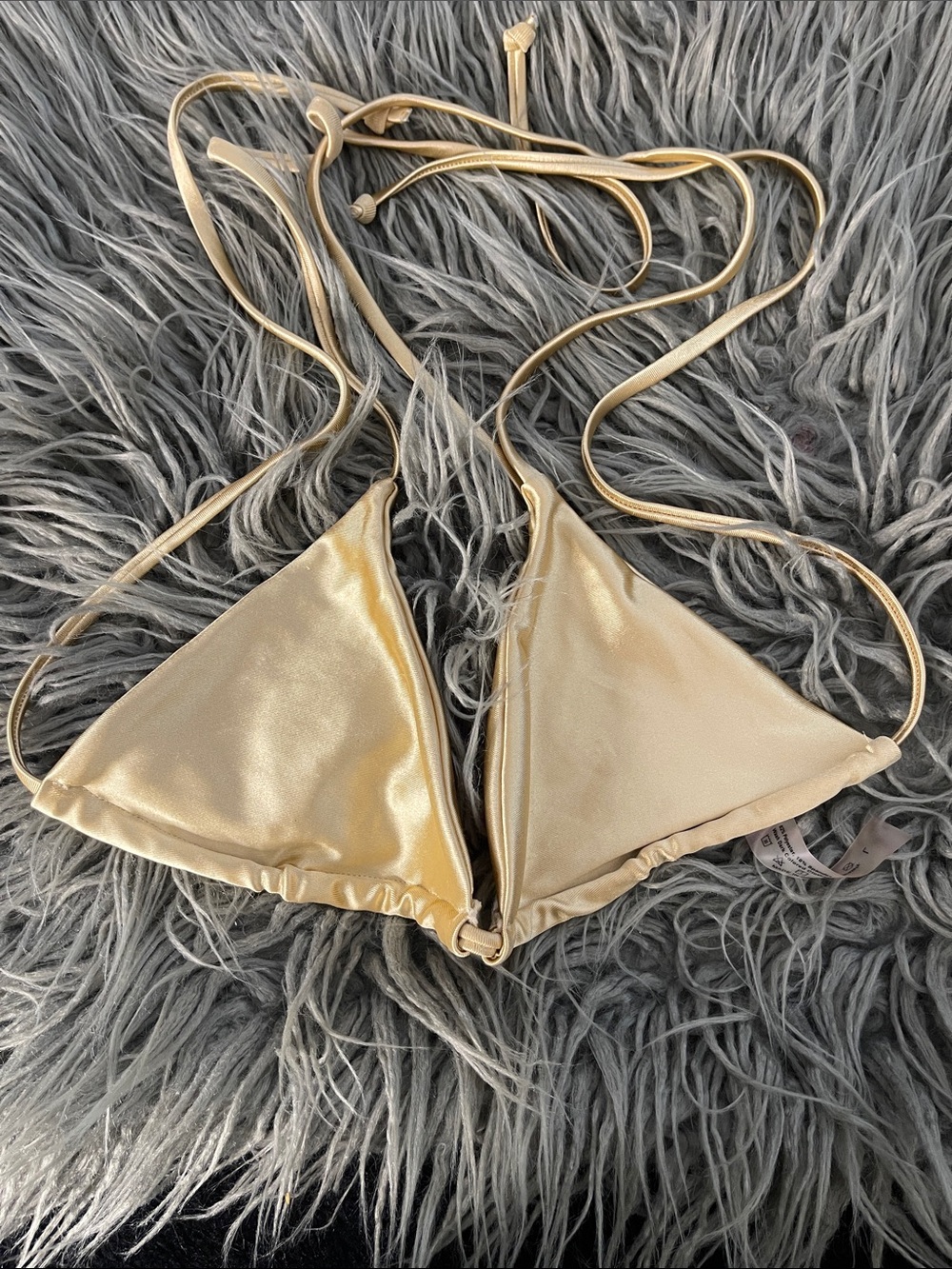 Gold Shiny Triangle Bikini Top